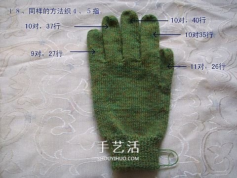 纯色无花纹手套的织法 手工编织带手指手套(图15) 纯色无花纹手套的织法 手工编织带手指手套(图15)