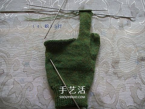 纯色无花纹手套的织法 手工编织带手指手套(图11) 纯色无花纹手套的织法 手工编织带手指手套(图11)