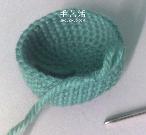 带提手收纳篮的编织方法 钩针编织毛线小篮子(图6)