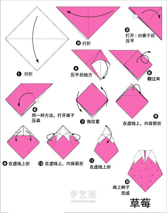 儿童折纸草莓的教程 简单小草莓的折法图解(图2) 儿童折纸草莓的教程 简单小草莓的折法图解(图2)