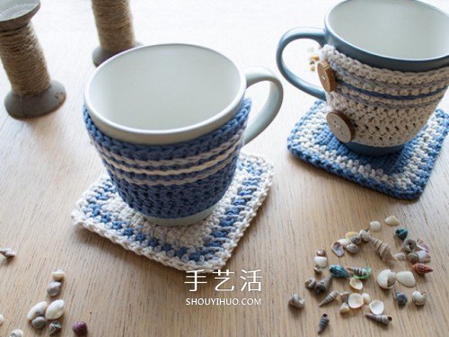 小清新毛线杯垫和杯套的手工编织方法图解(图1) 小清新毛线杯垫和杯套的手工编织方法图解(图1)