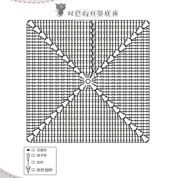 方形带流苏坐垫的钩法图解 双色向日葵图案~(图4) 方形带流苏坐垫的钩法图解 双色向日葵图案~(图4)