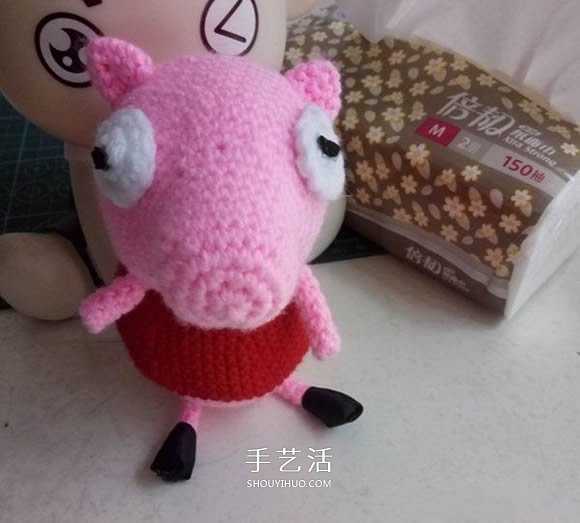 可爱小猪佩奇钩织教程 钩针编织小猪佩奇图解(图16)