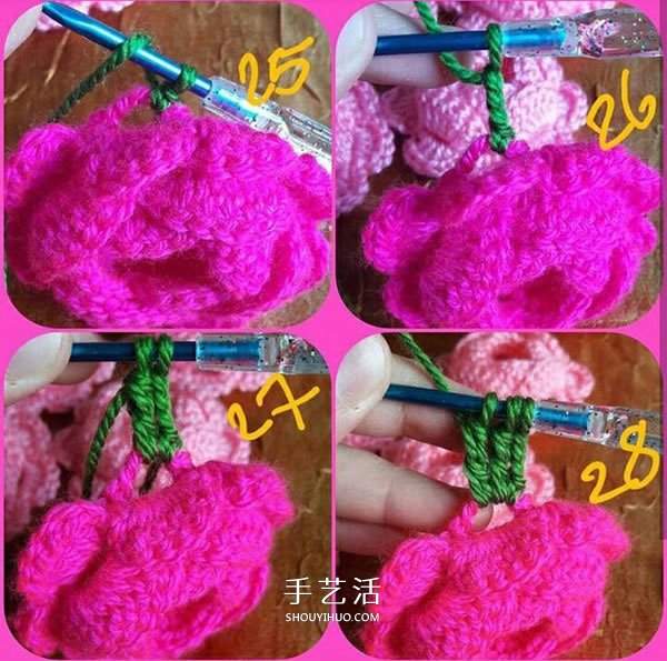 立体小花怎么钩图解 好看立体花朵钩织教程(图5) 立体小花怎么钩图解 好看立体花朵钩织教程(图5)