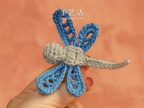 钩织蜻蜓的钩法图解 可用作衣物上的漂亮装饰(图13) 钩织蜻蜓的钩法图解 可用作衣物上的漂亮装饰(图13)