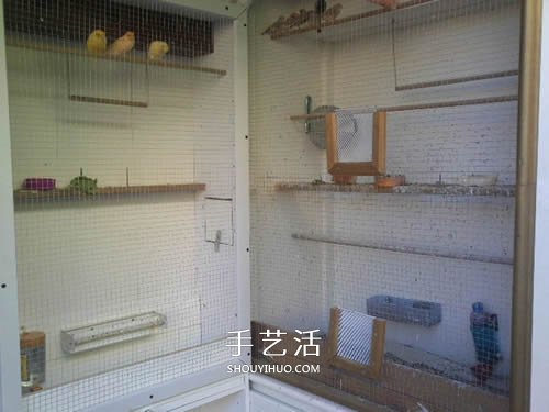 旧书架改造鸟柜的方法 旧家具DIY制作超大鸟笼(图9)