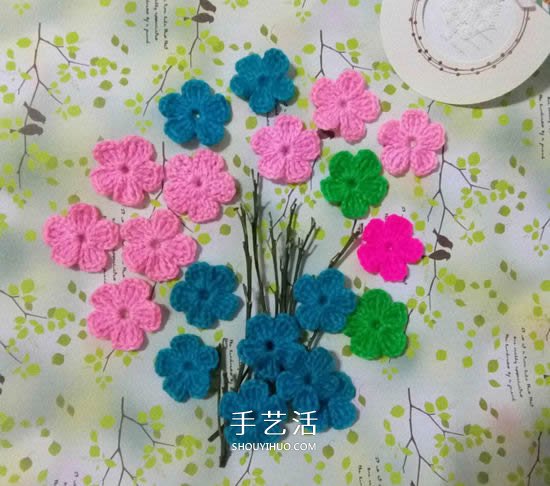可爱五瓣花朵的钩法 基础钩织毛线小花图解 - 诺云双维造物网