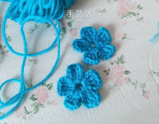 可爱五瓣花朵的钩法 基础钩织毛线小花图解(图12) 可爱五瓣花朵的钩法 基础钩织毛线小花图解(图12)