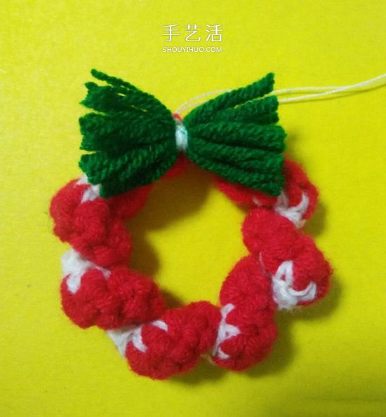 手工钩针编织圣诞花环挂饰的方法图解(图6) 手工钩针编织圣诞花环挂饰的方法图解(图6)