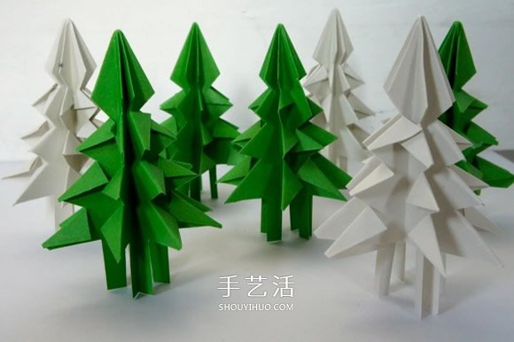 怎样折立体圣诞树图解 儿童立体圣诞树的折法 - 诺云双维造物网