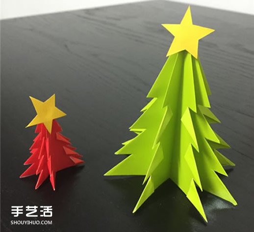 自制大圣诞树的方法 手工折纸大型圣诞树图解 - 诺云双维造物网