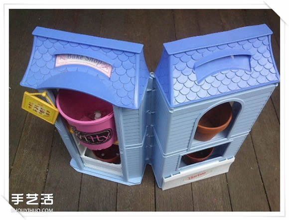 旧玩具手工改制花园里的“面包房”花盆架(图9) 旧玩具手工改制花园里的“面包房”花盆架(图9)