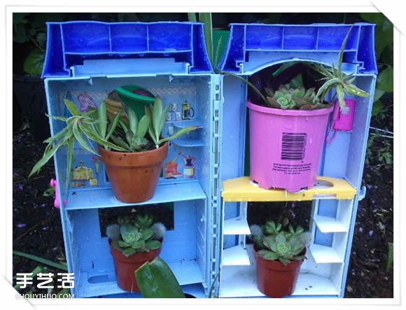 旧玩具手工改制花园里的“面包房”花盆架(图14) 旧玩具手工改制花园里的“面包房”花盆架(图14)