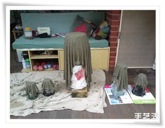 旧毛巾废物利用做花盆 水泥毛巾花盆手工制作(图13) 旧毛巾废物利用做花盆 水泥毛巾花盆手工制作(图13)