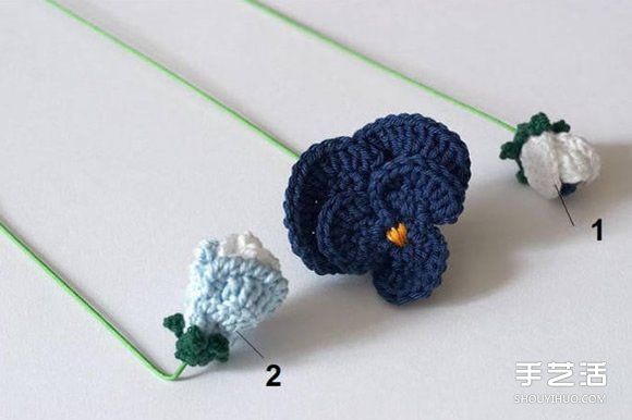 手工针织逼真的三色堇花盆栽花篮图解教程(图2) 手工针织逼真的三色堇花盆栽花篮图解教程(图2)