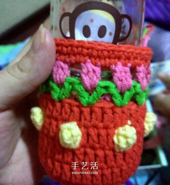 保温又防烫手!冬天玫瑰花毛线杯套编织图解(图5) 保温又防烫手!冬天玫瑰花毛线杯套编织图解(图5)