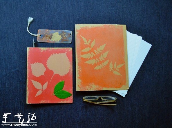 叶片印染DIY，制作小清新书本封面 - 诺云双维造物网