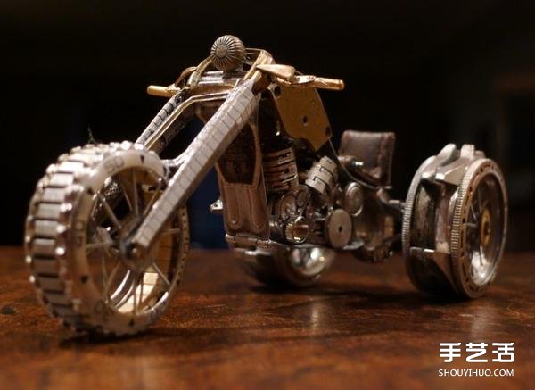 旧手表改造摩托车模型的手工作品图片(图3) 旧手表改造摩托车模型的手工作品图片(图3)