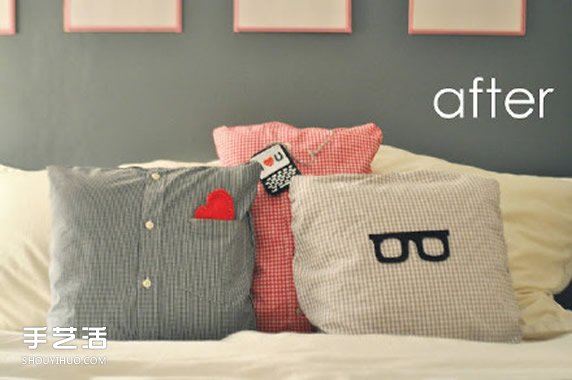 旧衬衫改造个性抱枕套 旧衬衫DIY靠枕套的方法(图1)