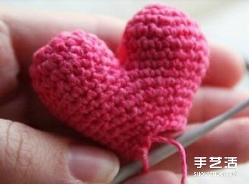 钩针爱心图解教程 立体爱心钩针制作步骤图(图8) 钩针爱心图解教程 立体爱心钩针制作步骤图(图8)