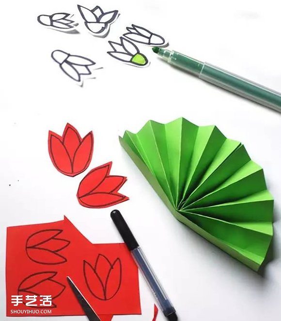 幼儿花圃手工制作图片 简单折纸花丛的教程(图4) 幼儿花圃手工制作图片 简单折纸花丛的教程(图4)