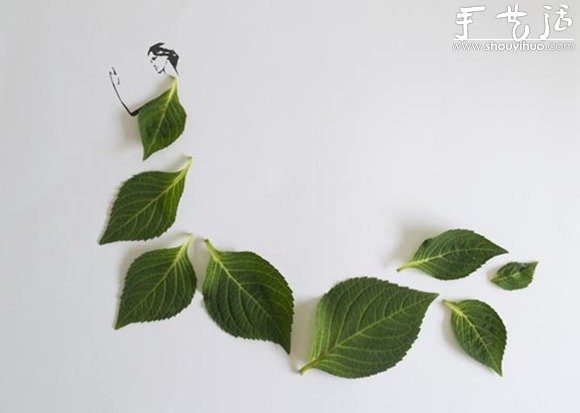 简单插图与叶子的摆放 DIY穿连衣裙的女人(图6) 简单插图与叶子的摆放 DIY穿连衣裙的女人(图6)