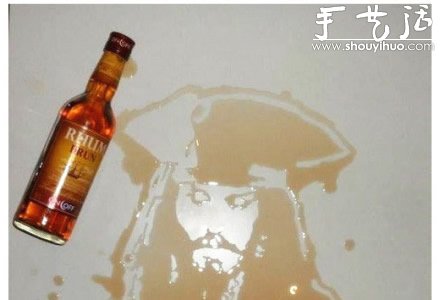 将洒出的酒等DIY成生动的人物肖像(图6)