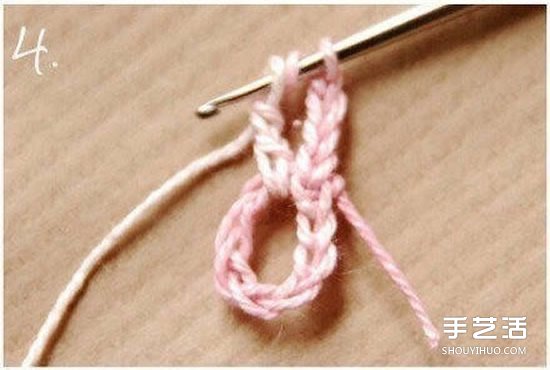 钩针小花朵图解教程 六个花瓣装饰小花的钩法(图3)