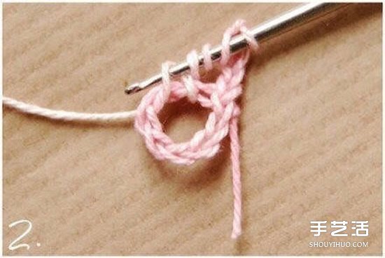 钩针小花朵图解教程 六个花瓣装饰小花的钩法(图1)