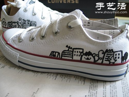 白色帆布鞋手工改造教程(图10) 白色帆布鞋手工改造教程(图10)