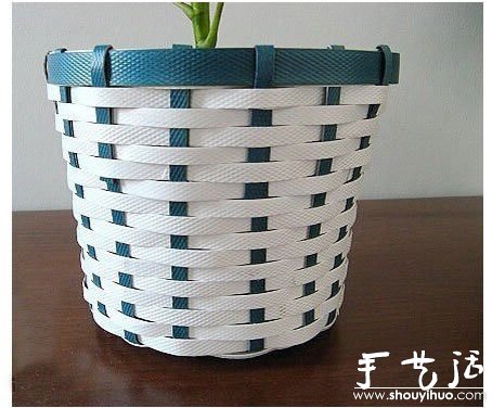 编织带手工编织花盆套的教程(图1) 编织带手工编织花盆套的教程(图1)