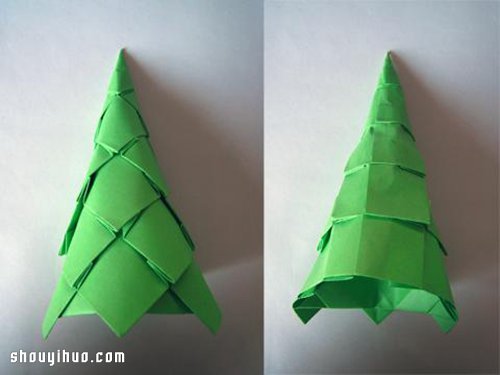 一张纸折纸立体圣诞树手工DIY制作图解教程(图10) 一张纸折纸立体圣诞树手工DIY制作图解教程(图10)