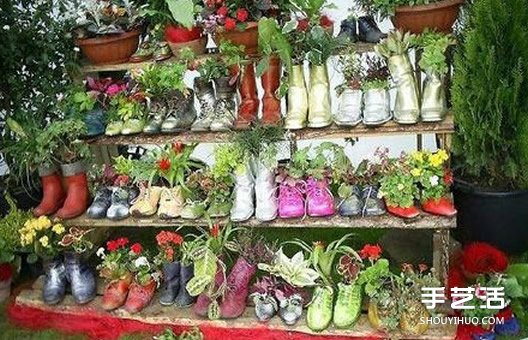 废旧鞋子制作花盆的方法 旧鞋子DIY花盆教程(图2)