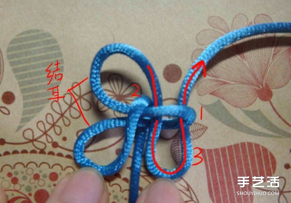 最基本酢浆草结及其组合结如意结的编织图解(图4) 最基本酢浆草结及其组合结如意结的编织图解(图4)