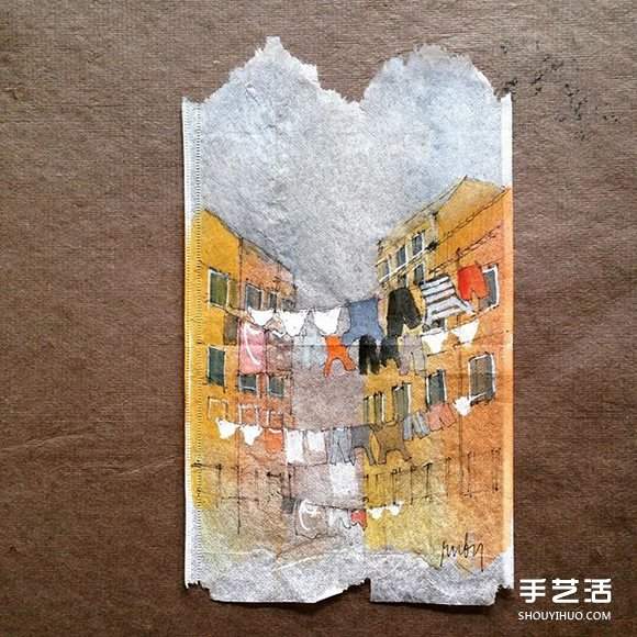 变废为宝:艺术家用喝过的茶包当画布写日记(图3) 变废为宝:艺术家用喝过的茶包当画布写日记(图3)