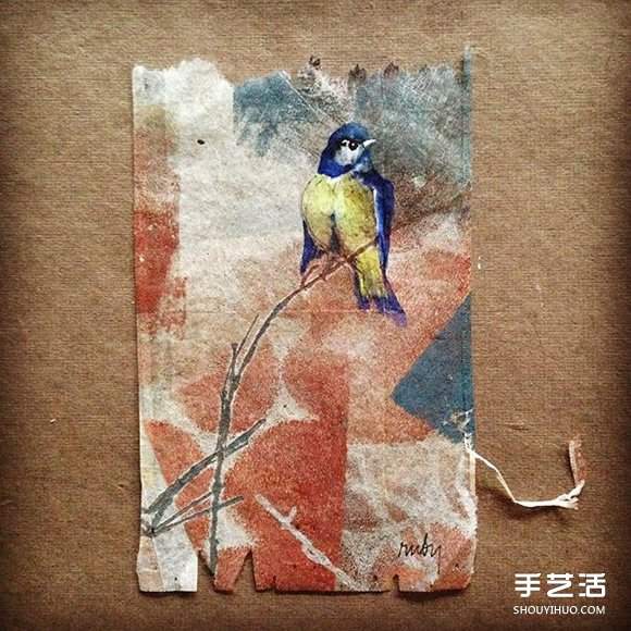 变废为宝:艺术家用喝过的茶包当画布写日记(图5) 变废为宝:艺术家用喝过的茶包当画布写日记(图5)