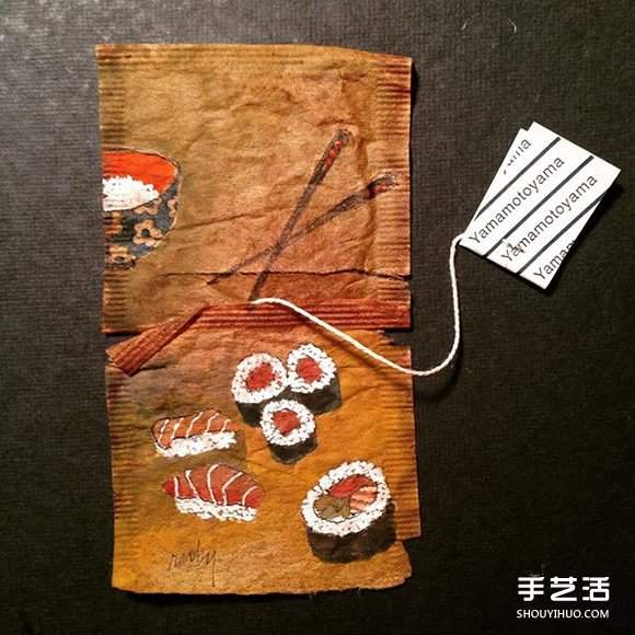 变废为宝:艺术家用喝过的茶包当画布写日记(图10) 变废为宝:艺术家用喝过的茶包当画布写日记(图10)