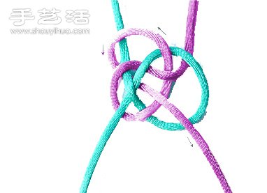 双线纽扣结的编法图解(图3) 双线纽扣结的编法图解(图3)