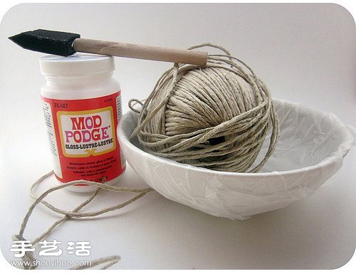 田园风麻绳碗盘 麻绳果盘手工制作图解教程(图3)