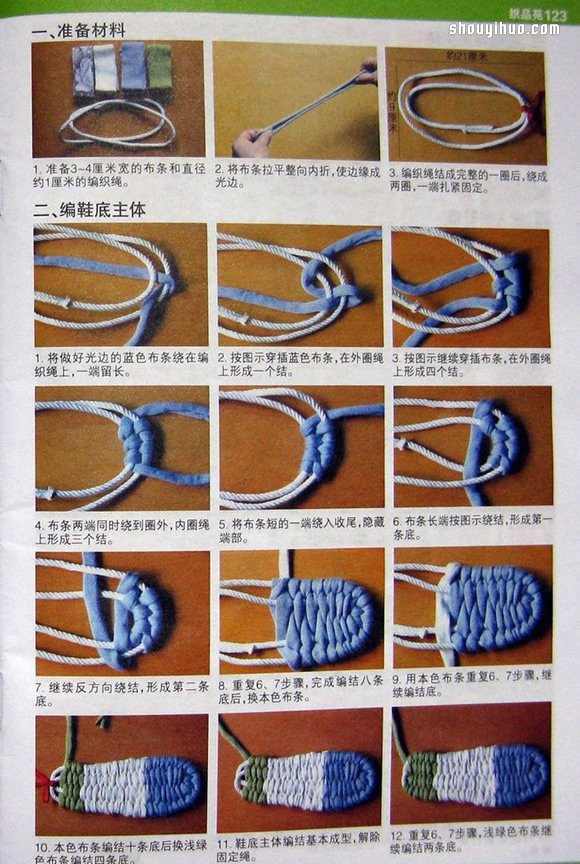 利用布条手工编织人字拖鞋 DIY步骤详解(图2) 利用布条手工编织人字拖鞋 DIY步骤详解(图2)