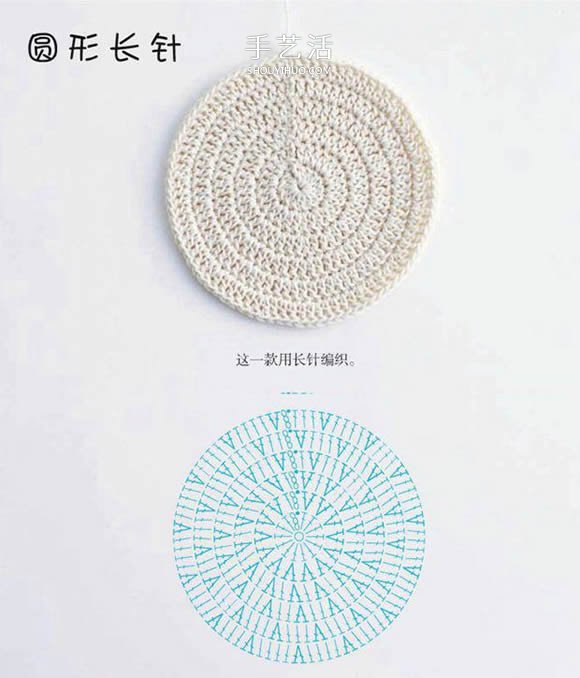 长短针手工编织垫子的方法 可用作杯垫或地垫(图2) 长短针手工编织垫子的方法 可用作杯垫或地垫(图2)