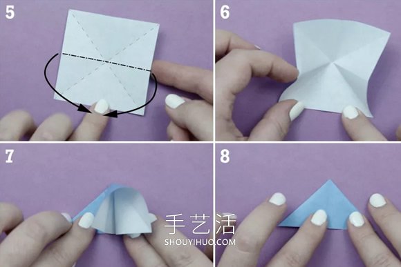 儿童折纸吹气旋转玩具的折法图解教程(图1)