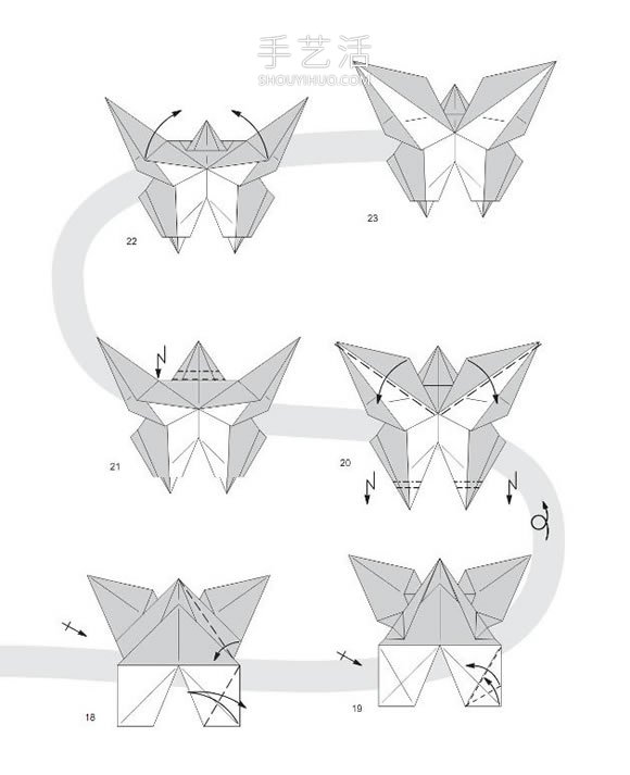 手工折纸蝴蝶书签的折法图解教程(图5)