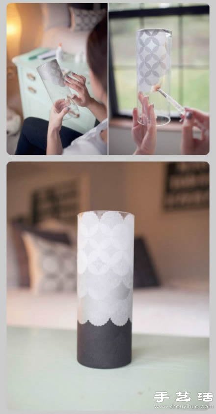 玻璃杯+包装纸 自制浪漫小夜灯的方法(图4)