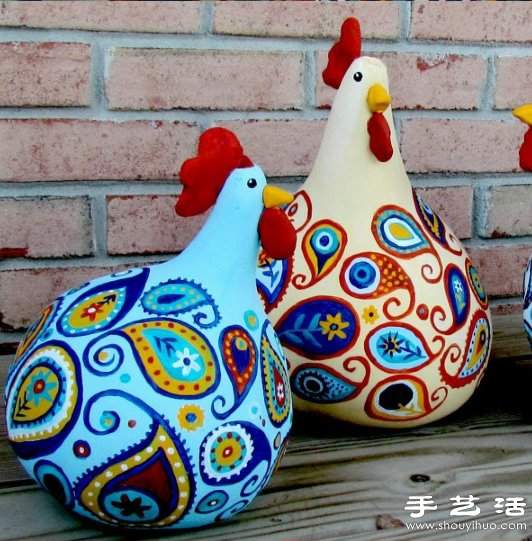 葫芦创意手工制作可爱大公鸡手工艺品(图6)