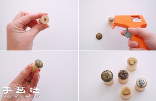 纽扣+木线轴 DIY手工制作复古蜡泥封印(图3) 纽扣+木线轴 DIY手工制作复古蜡泥封印(图3)