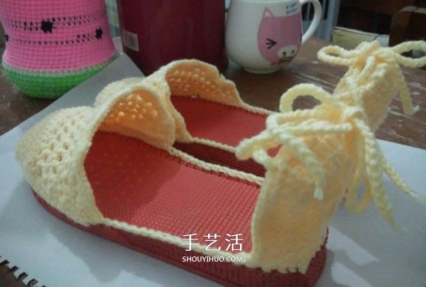 清凉凉鞋的钩法图解 钩织女式凉鞋的方法(图11)