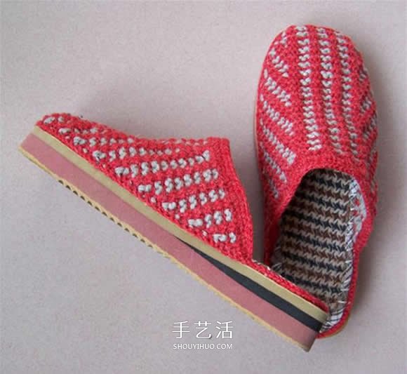 棒针编织拖鞋的步骤图 毛线拖鞋的编织方法图解 - 诺云双维造物网