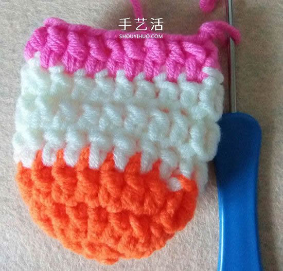 拼色婴儿袜子的编织教程 适合几个月大宝宝(图5)