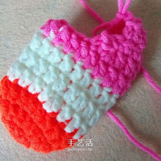 拼色婴儿袜子的编织教程 适合几个月大宝宝(图6)